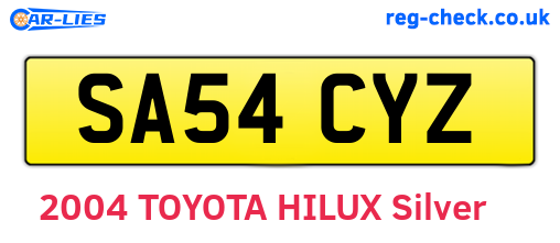 SA54CYZ are the vehicle registration plates.