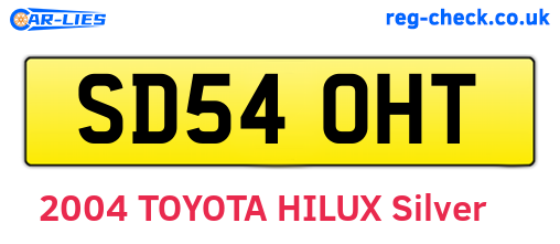 SD54OHT are the vehicle registration plates.