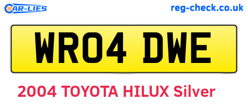 WR04DWE are the vehicle registration plates.