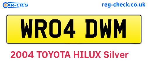 WR04DWM are the vehicle registration plates.