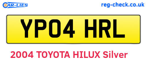 YP04HRL are the vehicle registration plates.