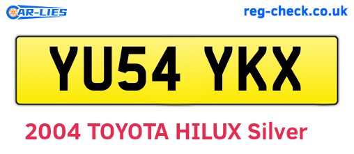 YU54YKX are the vehicle registration plates.