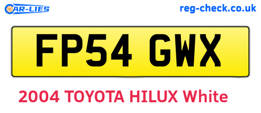 FP54GWX are the vehicle registration plates.