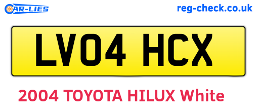 LV04HCX are the vehicle registration plates.