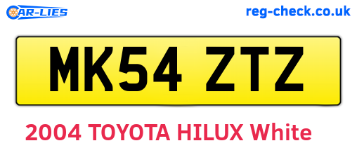 MK54ZTZ are the vehicle registration plates.