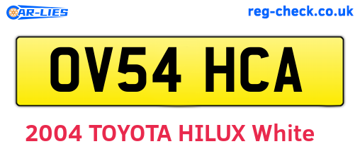 OV54HCA are the vehicle registration plates.