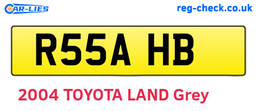 R55AHB are the vehicle registration plates.