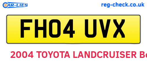 FH04UVX are the vehicle registration plates.
