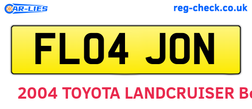 FL04JON are the vehicle registration plates.