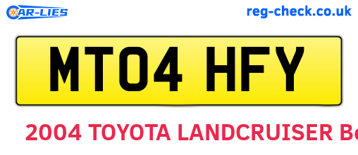 MT04HFY are the vehicle registration plates.