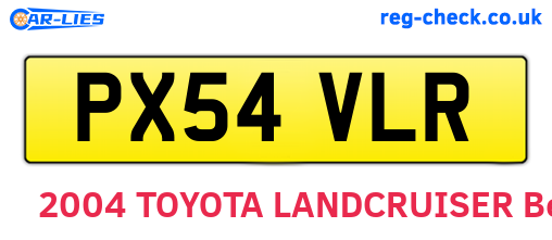 PX54VLR are the vehicle registration plates.