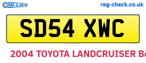 SD54XWC are the vehicle registration plates.