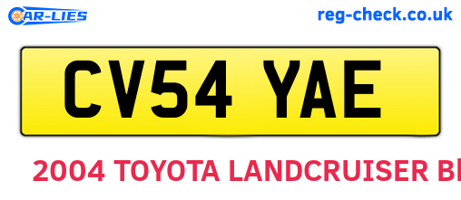 CV54YAE are the vehicle registration plates.