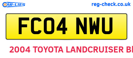 FC04NWU are the vehicle registration plates.