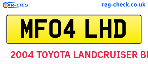 MF04LHD are the vehicle registration plates.