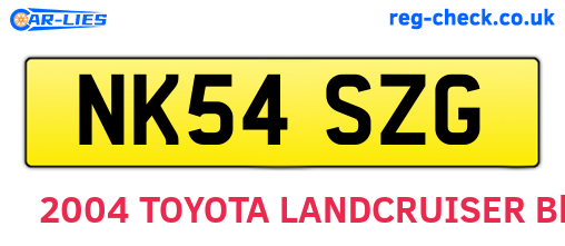 NK54SZG are the vehicle registration plates.