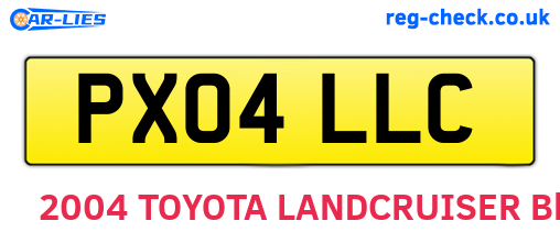 PX04LLC are the vehicle registration plates.