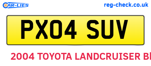 PX04SUV are the vehicle registration plates.