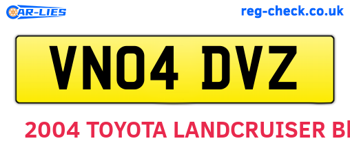 VN04DVZ are the vehicle registration plates.