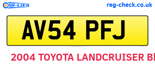 AV54PFJ are the vehicle registration plates.