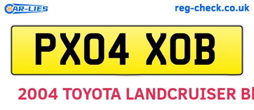 PX04XOB are the vehicle registration plates.