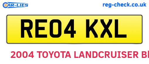 RE04KXL are the vehicle registration plates.
