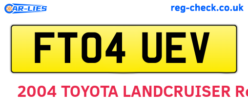 FT04UEV are the vehicle registration plates.