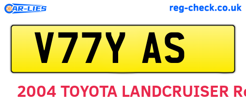 V77YAS are the vehicle registration plates.