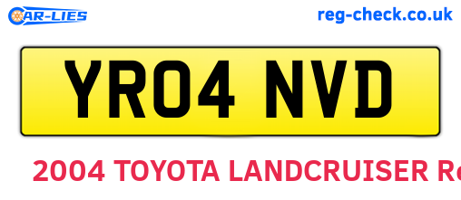 YR04NVD are the vehicle registration plates.