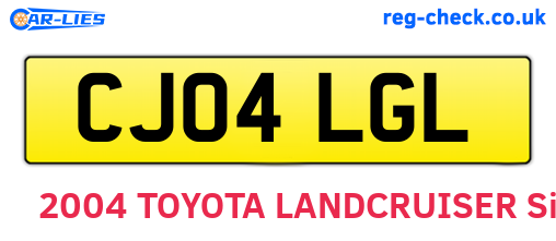 CJ04LGL are the vehicle registration plates.