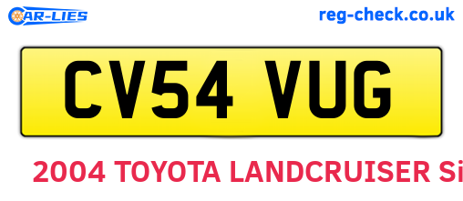 CV54VUG are the vehicle registration plates.