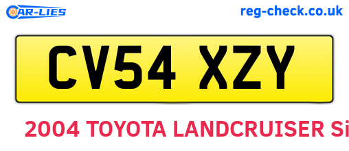 CV54XZY are the vehicle registration plates.
