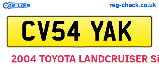 CV54YAK are the vehicle registration plates.