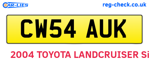 CW54AUK are the vehicle registration plates.