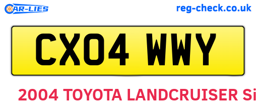 CX04WWY are the vehicle registration plates.