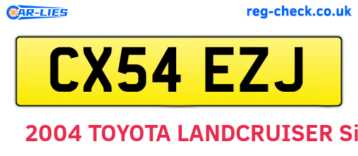 CX54EZJ are the vehicle registration plates.