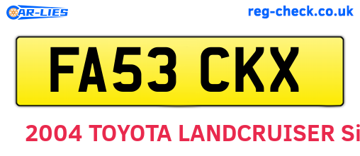 FA53CKX are the vehicle registration plates.