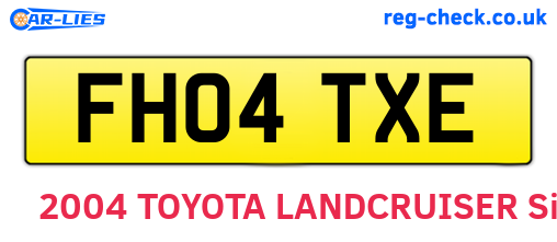 FH04TXE are the vehicle registration plates.