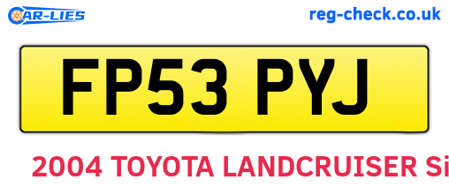 FP53PYJ are the vehicle registration plates.