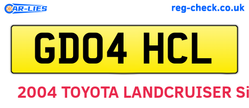 GD04HCL are the vehicle registration plates.