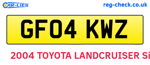 GF04KWZ are the vehicle registration plates.