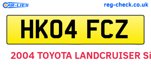 HK04FCZ are the vehicle registration plates.