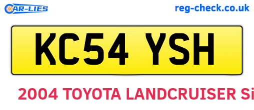 KC54YSH are the vehicle registration plates.