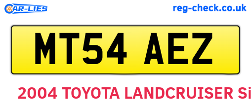 MT54AEZ are the vehicle registration plates.