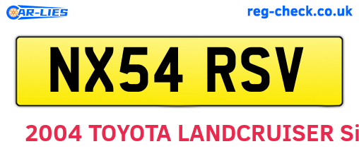 NX54RSV are the vehicle registration plates.