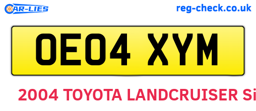 OE04XYM are the vehicle registration plates.