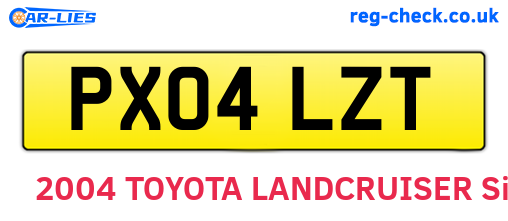 PX04LZT are the vehicle registration plates.