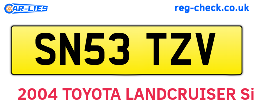 SN53TZV are the vehicle registration plates.