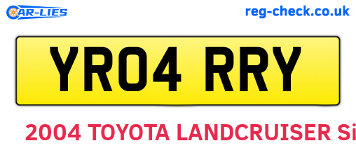YR04RRY are the vehicle registration plates.