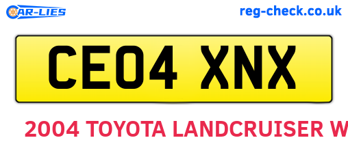 CE04XNX are the vehicle registration plates.